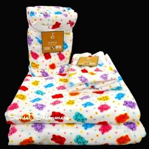 6pc Colorful Rainbow Gummy Bear Velour Bath Hand Tip Towel Set Deborah Connolly